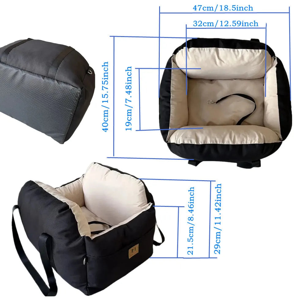 Siège auto pour chien et chat – Universel, lavable, avec ceinture de sécurité